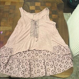 Free People High Low Sleeveless Top with Eyelet Hem size small